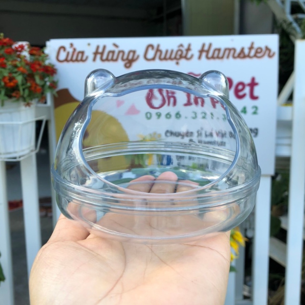 Nhà tắm nhà ngủ hamster MÈO TRÒN trong suốt cho lồng hamster đủ size