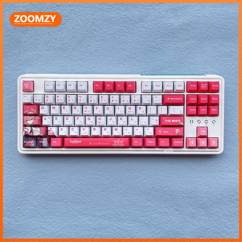 Yae Miko Keycaps Cherry Profile Genshin Impact Keycaps PBT Thuốc nhuộm thăng hoa Bàn phím cơ Keycaps Anime Keycaps 133 Phím