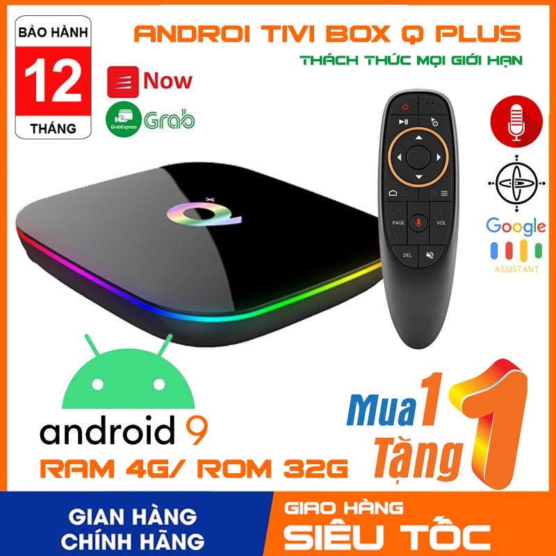 Android tivi box RAM 4G EnyBox Q+ (Q Plus) bộ nhớ trong 32G, android 9.0, hỗ trợ học online qua zoom, microsoft team