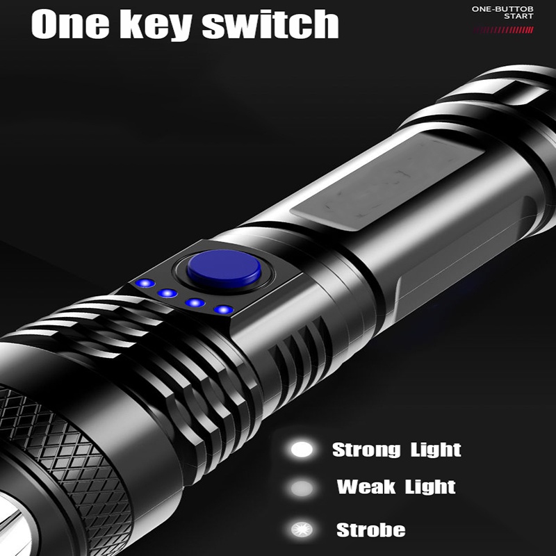 1 Đèn Pin Siêu Sáng Chống Thấm Nước Cổng Sạc USB Chất Lượng Cao Dùng Khi Đi Câu Cá Vào Ban Đêm