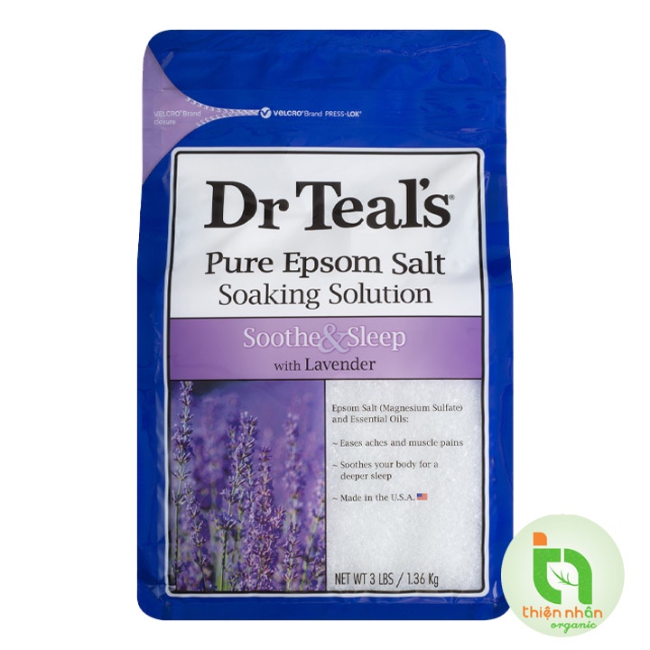 Muối tắm Epsom salt hương lavender Dr Teal's tẩy tế bào chết 1.36kg