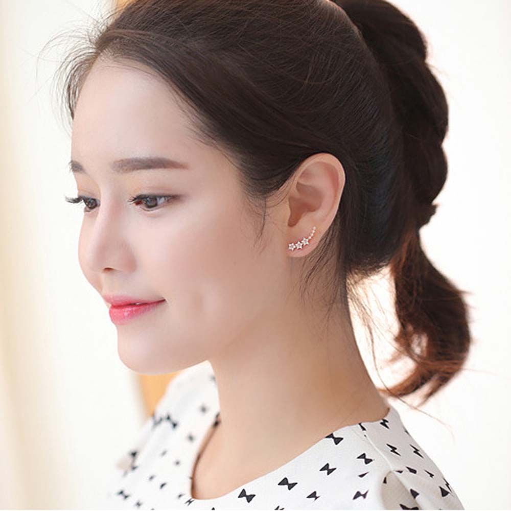 Khuyên Tai Hình Hoa Đính Kim Cương Giả Nhiều Màu Thời Trang Thanh Lịch Cho Nữ