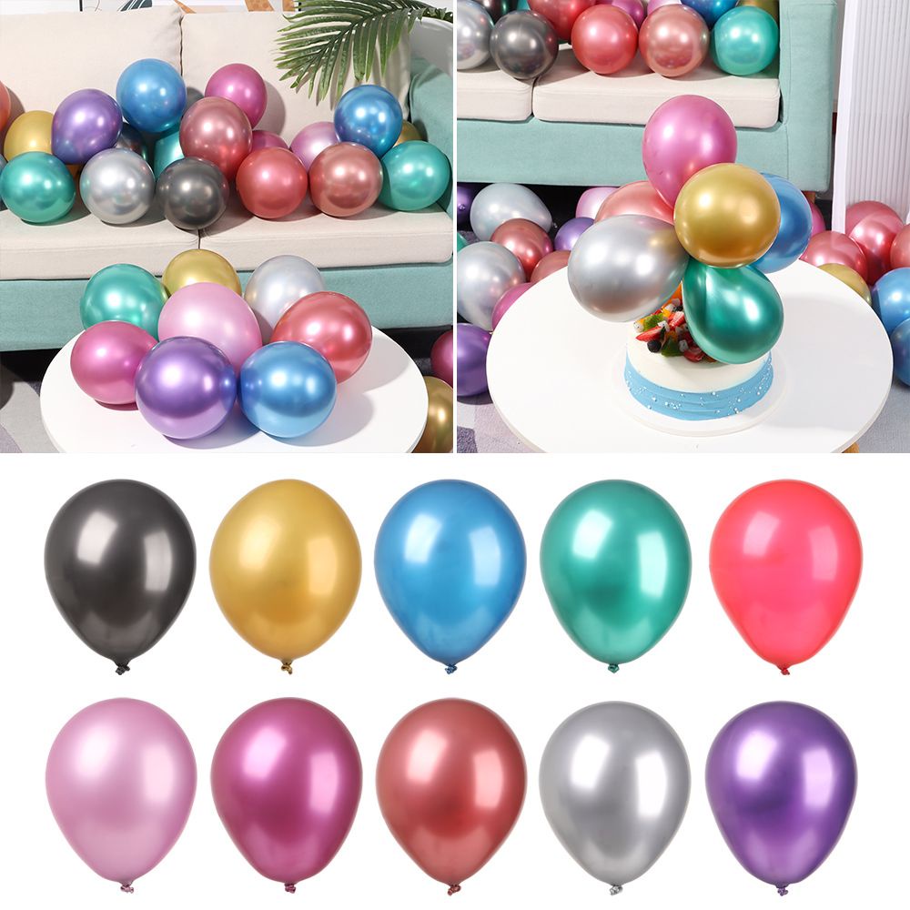 Bộ 50 Bong Bóng 5inch Mini Bằng Latex Ánh Kim Dùng Trang Trí Tiệc
