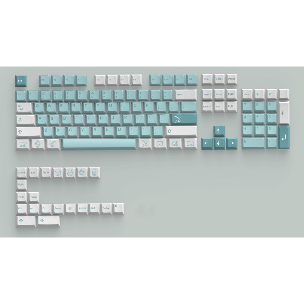 Bộ 125 Phím PBT Iceberg Kiểu Nhật Bản Cho Bàn Phím Cơ Cherry MX