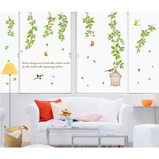 Decal dán tường lá xanh