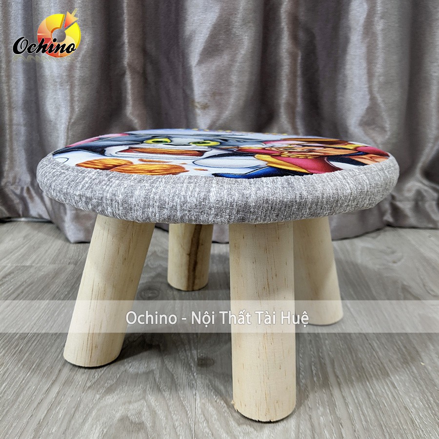 Ghế Đôn Hình Thú Cho Bé Chân Gỗ cao cấp, Ghế Đôn Sofa Tròn ngộ ngĩnh Cho Bé Ngồi Ăn size 28x17cm ( Hàng có sẵn)