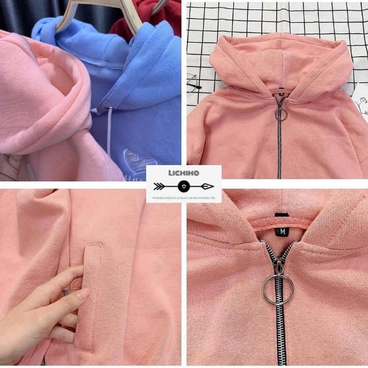 Áo khoác hoodie nỉ unisex nam nữ form rộng áo chống nắng ulzzang street style Hàn Quốc AKNM11 LICHIHO bảng màu siêu cute | BigBuy360 - bigbuy360.vn