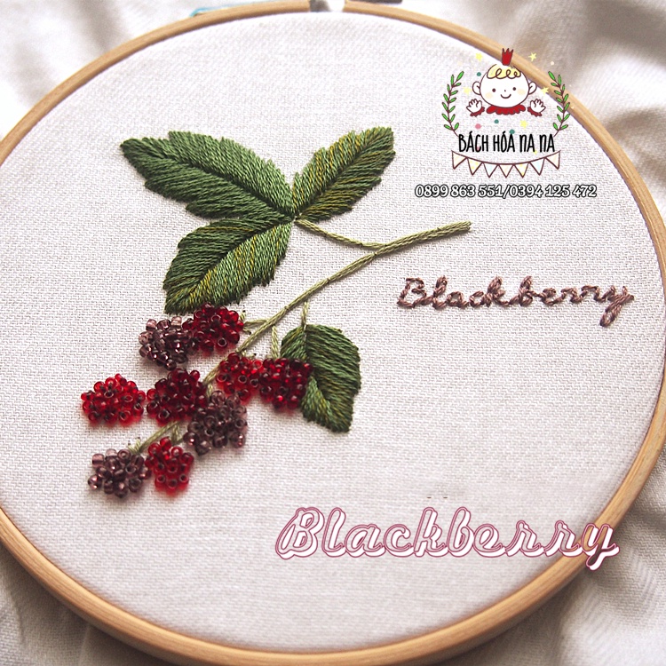 DIY Bộ kit thêu hoa 3D blueberry, kit tập thêu mẫu hoa hoa , hồng leo -bách hóa na na Handmade