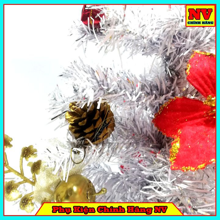 Cây Thông Noel Để Bàn 40Cm Màu Trắng Đế Nhựa Bọc Vải Đỏ