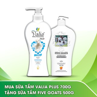 Combo sữa tắm dê Valia Plus 700g + Sữa tắm chiết xuất sữa dê Five Goats 500g