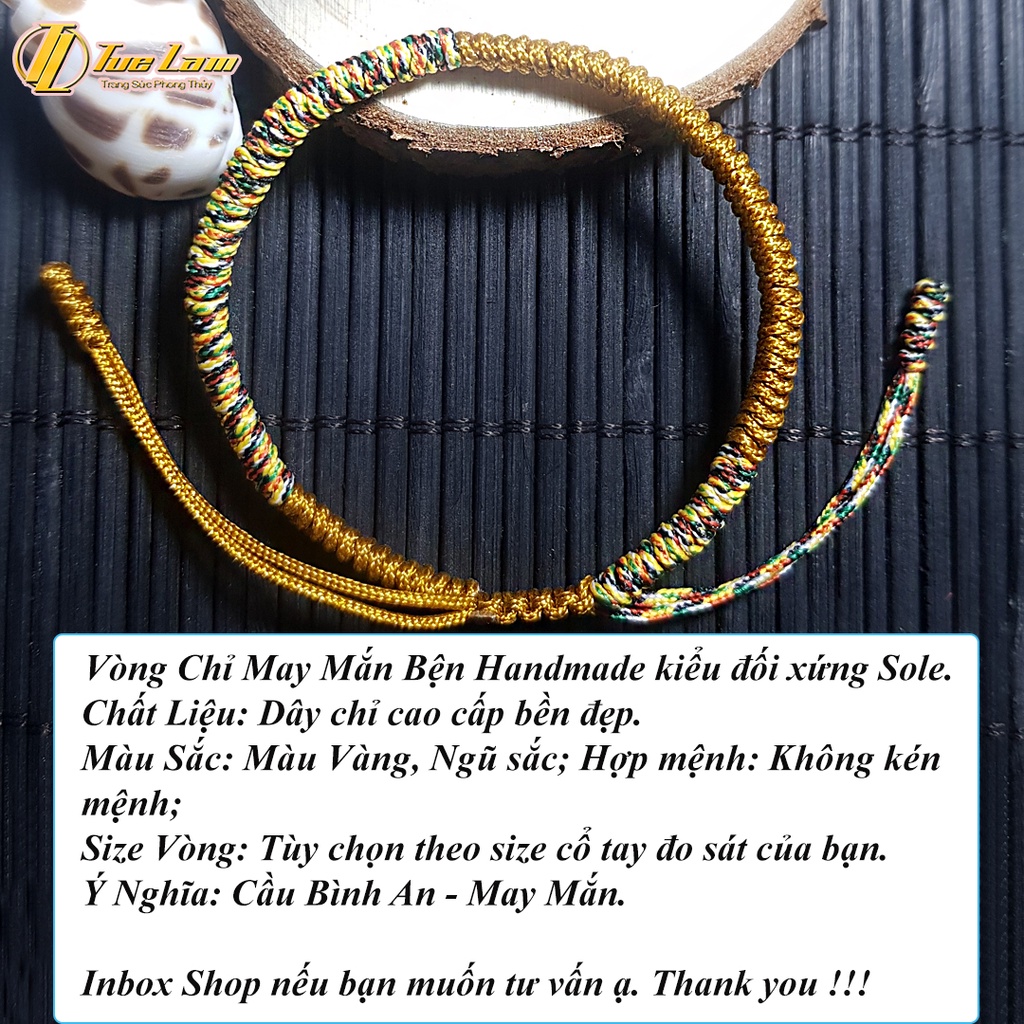 Vòng Tay Tây Tạng Chỉ Ngũ Sắc Tết Đối Xứng Chỉ Vàng - Tuệ Lâm