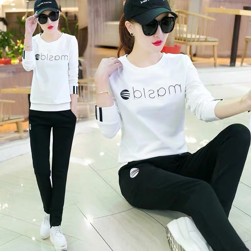 Set đồ thể thao dài tay phong cách Hàn Quốc thời trang xuân thu 2021 cho nữ