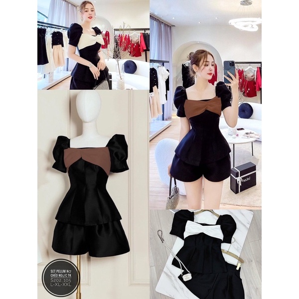 Set peplum nơ ngang bigsize (55-90kg)