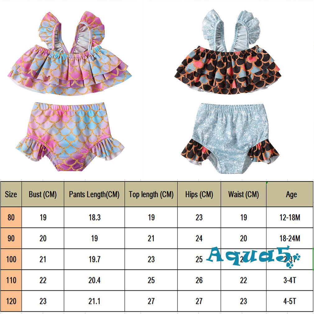 Bộ Đồ Bơi 2 Mảnh Hình Nàng Tiên Cá Cho Bé Gái Từ 1-5 Tuổi