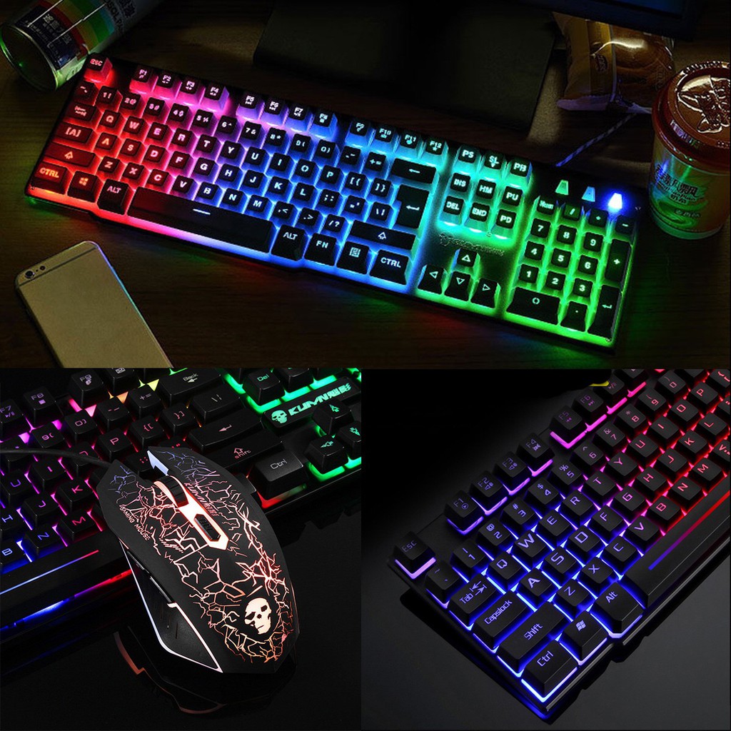 Bộ Bàn Phím, Chuột giả cơ GAMING T6 LED 7 MÀU CAO CẤP + TẶNG LÓT CHUỘT ĐẸP | WebRaoVat - webraovat.net.vn