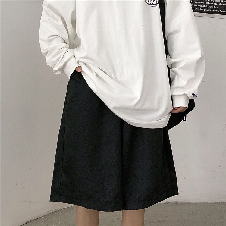 Quần ngắn dáng lửng ống rộng suông thẳng lưng cao phong cách Hàn Quốc thời trang hiphop thường ngày cho học sinh