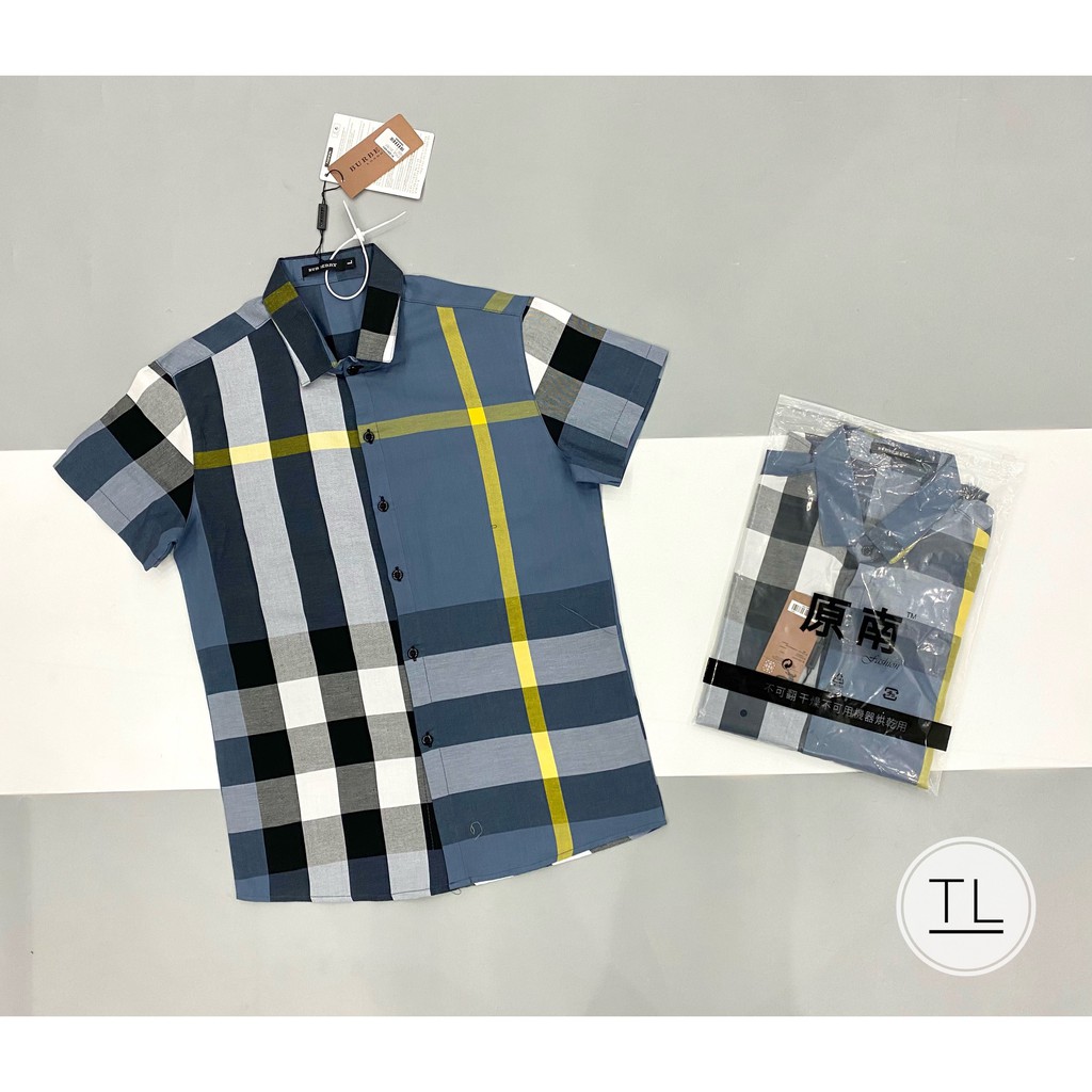 Sơ mi ngắn tay nam bbr kẻ nhiều màu, chất cotton không xù bai nhão, đủ size 40-75kg | BigBuy360 - bigbuy360.vn