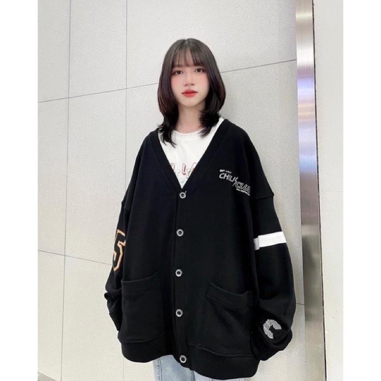 Áo Khoác Cardigan CHILICLUP Unisex Nam Nữ 2 Màu Form Rộng Chất Dầy Dặn( Hàng Sẵn)