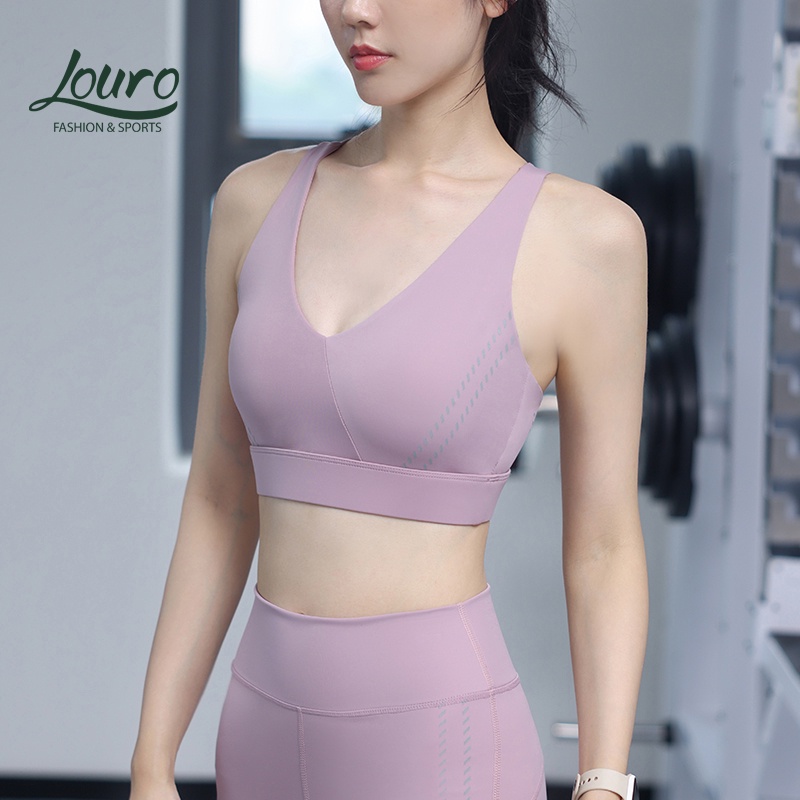 Áo ngực thể thao nữ Louro BL86, kiểu áo bra dây chéo tập gym, yoga giúp nâng ngực, chống sốc, có sẵn đệm mút