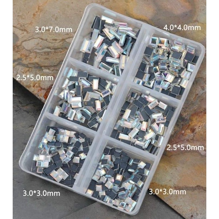 Khay đá chân bằng mix size đá hình vuông,hình chữ nhật/Trend 2021