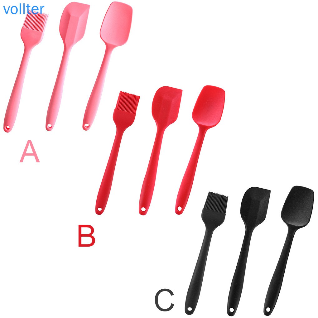 Bộ 3 Dụng Cụ Làm Bánh Bằng Silicon Màu Hồng Xinh Xắn Tiện Dụng