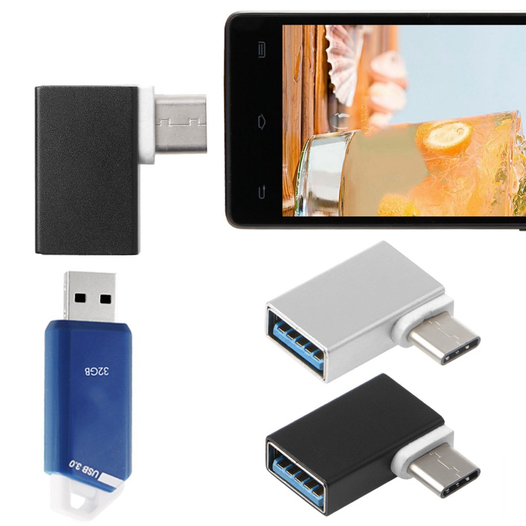 Thiết bị chuyển đổi đầu Type C góc 90 độ sang USB 3.0 OTG chuyên dụng cho Macbook Android