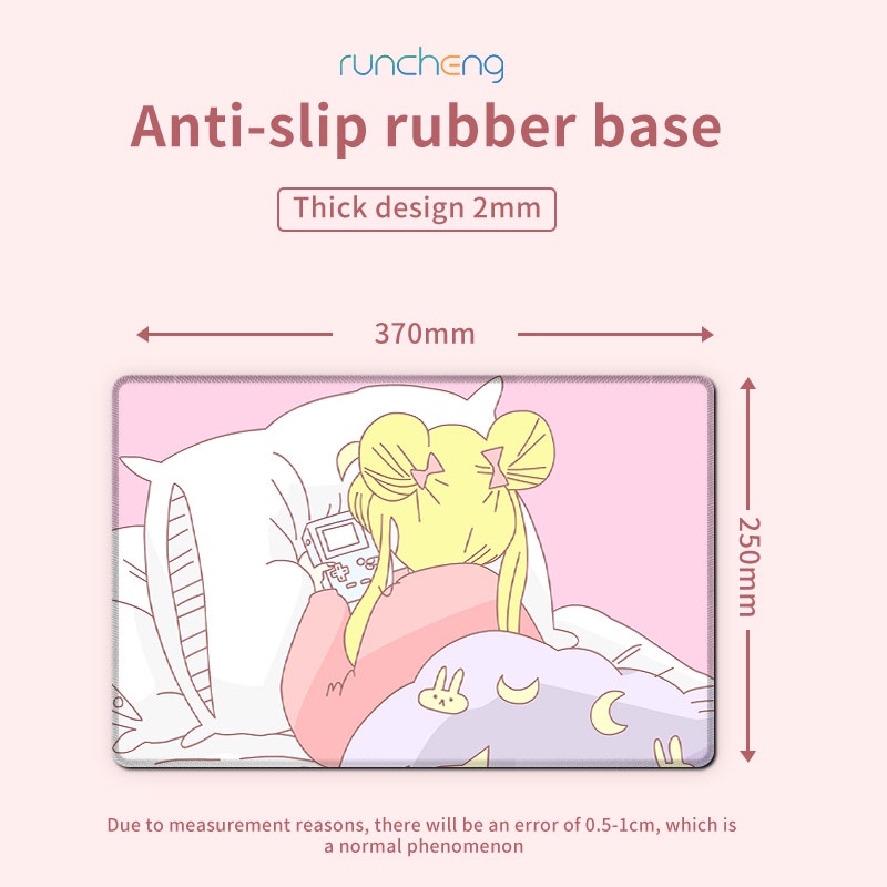 Tự làm tấm lót chuột hoạt hình màu hồng 37 * 25cm tấm lót chuột cao su trung bình làm sạch bàn máy tính văn phòng Tấm lót chống trượt dễ thương