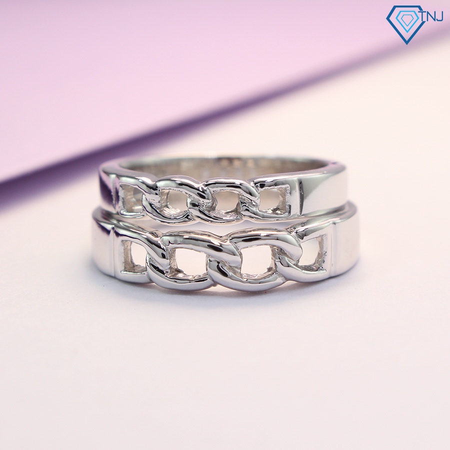 Nhẫn bạc 925 cặp đôi nam nữ mắt xích khắc tên ND0340 Trang Sức TNJ