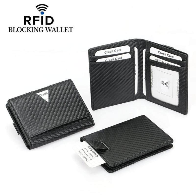 Ví Đựng Tiền Chống Trộm RFID Bằng Sợi Carbon Cổ Điển Cho Nam