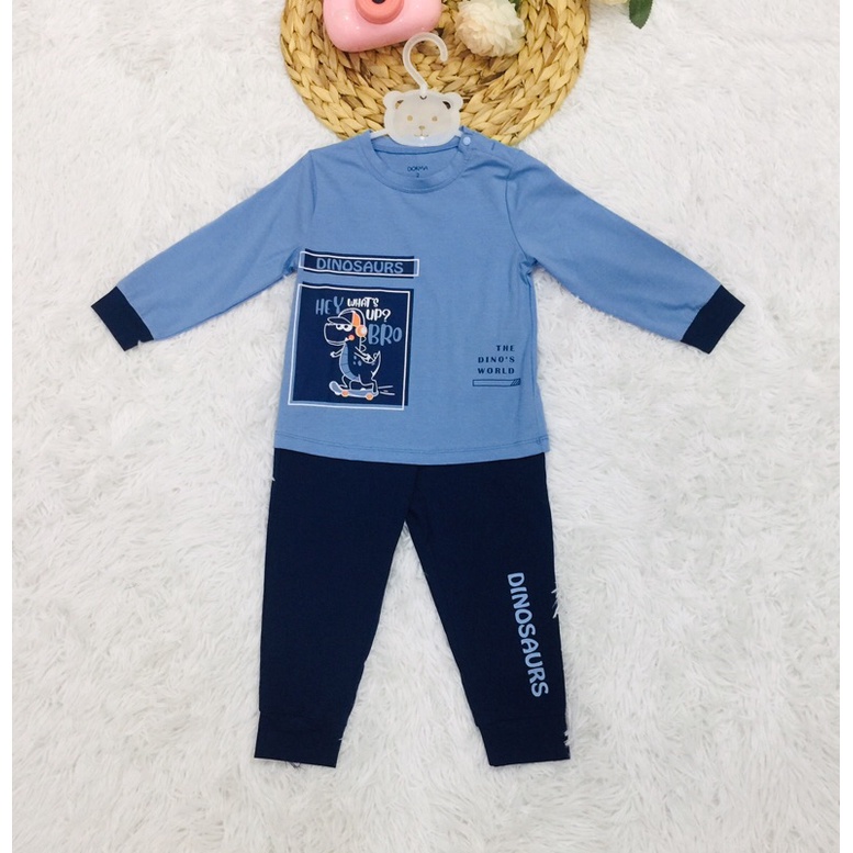 Bộ quần áo dài tay thu đông cho bé trai Dokma sale size 2-6Y DB863 Lamiha