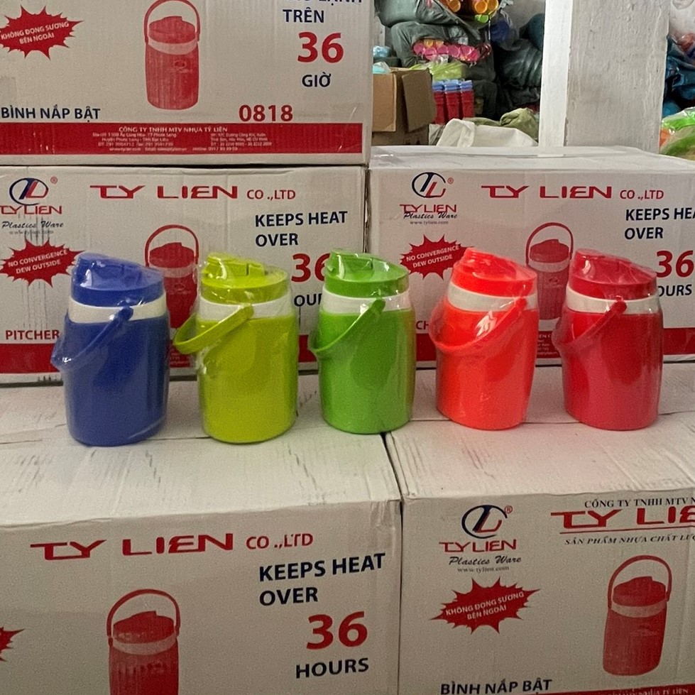 Bình đá giữ nhiệt nắp bật Tý Liên, dung tích 1.2L - 2L - 3L -5L, giữ lạnh hơn 8 giờ, có quai xách không bị đọng sương
