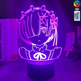 Đèn LED 3D cảm ứng chạm thiết kế hình nhân vật anime Rem Re Zero