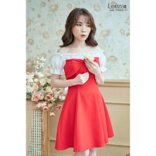 Váy Xòe Trễ Vai Phối Nơ Trước Ngực LeeZa Mã TKV2032