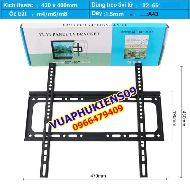 Khung treo Tivi áp tường cho mọi Tivi từ 26-65 inch (bản siêu dày tải trọng lên tới 65kg) - Hàng Nhập Khẩu