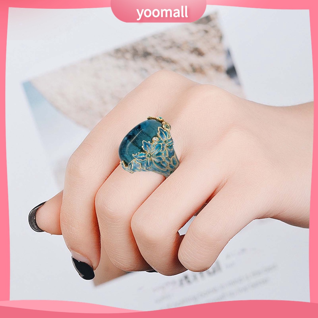 Yomall♡ Nhẫn Trang Trí Mắt Bắt Sáng Biến Dạng Hoa Thanh Lịch Cổ Điển Cho Nữ Cuộc Sống Hàng Ngày