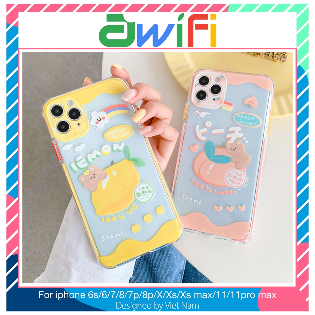Ốp iphone - Ốp lưng Lemon and Peach trong 4 góc 6s/6splus/7/8/7plus/8plus/x/xs/xsmax/11/11promax - Awifi Case V3-3