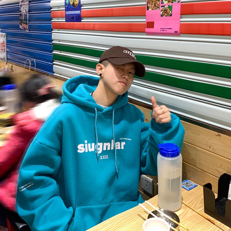 Áo hoodie vải nhung dày có mũ trùm dáng rộng dành cho nam