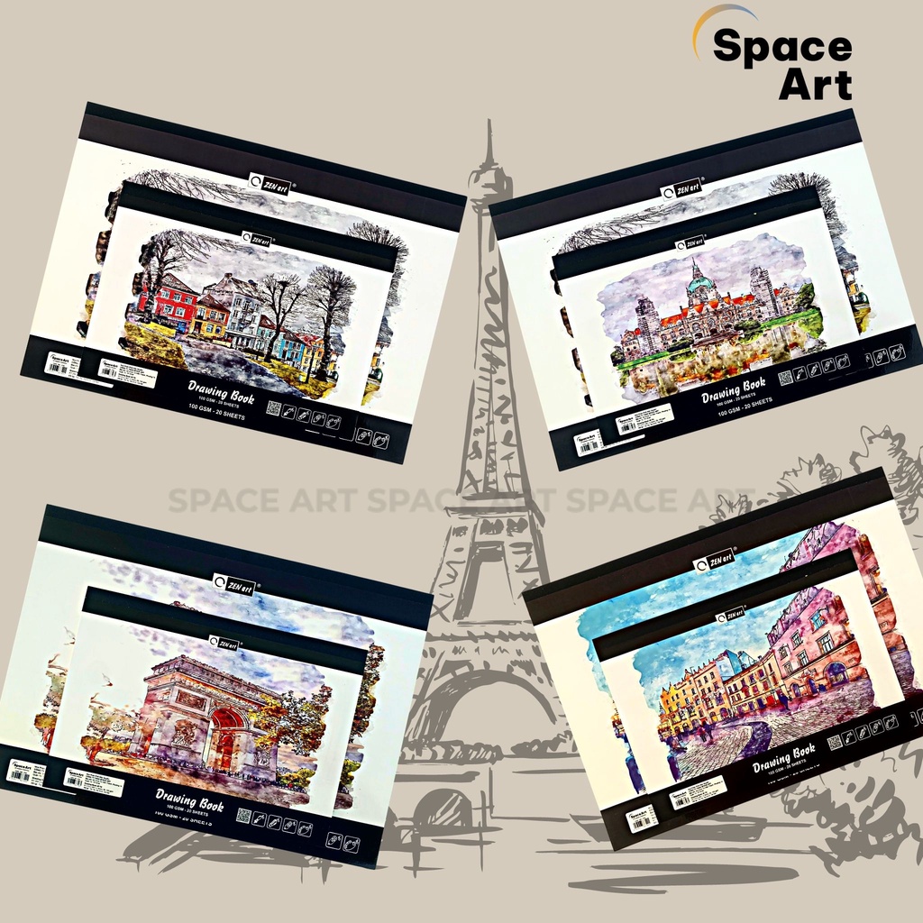 Sổ vẽ ký họa phác thảo Drawing Book Zen Art gáy dán 100gsm 20 tờ