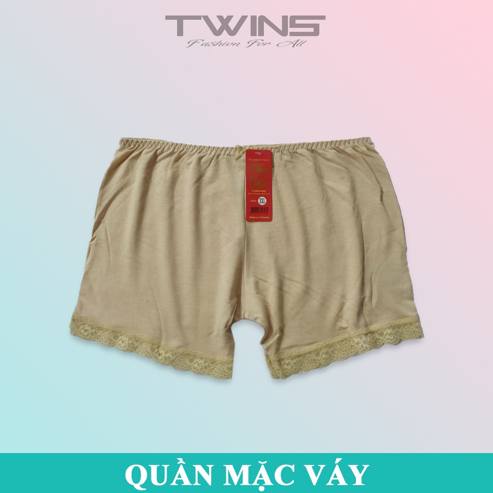Quần lót mặc trong váy nữ chống cuộn chất cotton phối chân ren mềm mịn thoáng mát thấm hút mồ hôi size 40kg-60kg