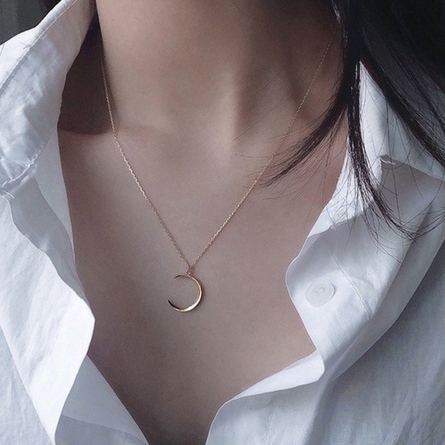 Dây Chuyền Hình Mặt Trăng Đơn Giản Phong Cách Hàn Quốc 210807