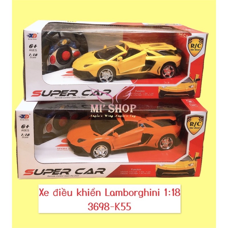 ✨ Xe Điều Khiển Lamborghini 1:18 Mở Cửa & Cốp Xe 3698-K55✨ Vàng & Cam - Có đèn / âm thanh