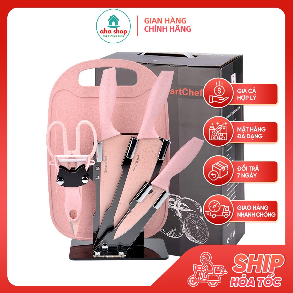 Bộ Dao Kéo 6 Món, Bộ Dao Nhà Bếp Cao Cấp Tiện Dụng Inox Chống Gỉ Chịu Nhiệt Cao Cấp