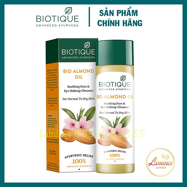 Dầu Tẩy Trang Hạnh Nhân Biotique Cho Da Thường Và Da Khô | Bio Almond Oil Soothing Face and Eye Makeup Cleanser 120ml | BigBuy360 - bigbuy360.vn