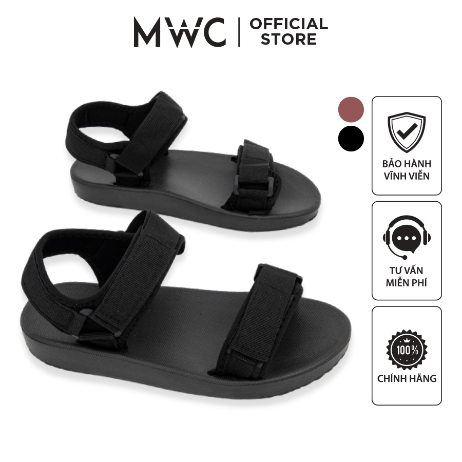 Giày MWC 2724 - Giày Sandal Nữ MWC Đế Cao Su Quai Dán Màu Đen Hồng