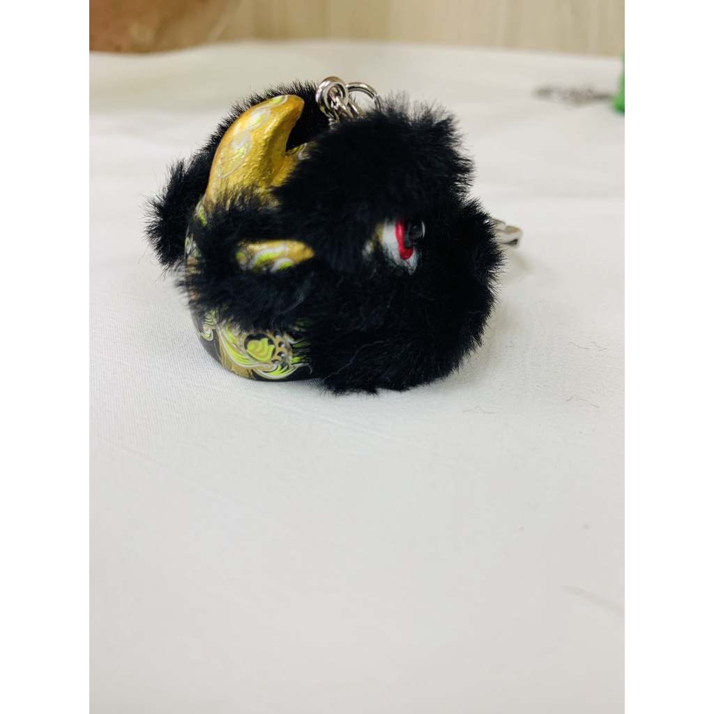 毛毛-黑金 Móc Khóa Resin Hình Sư Tử Nhảy Múa Thời Trang