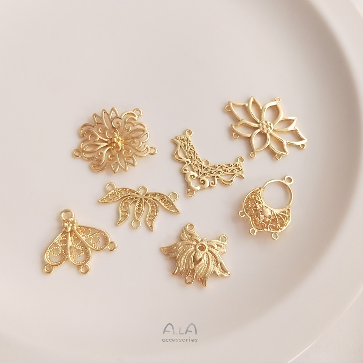 [Little Blu] Mặt Dây Chuyền Tua Rua Đồng Mạ Vàng 14K Tự Làm Trang Sức Cổ Điển