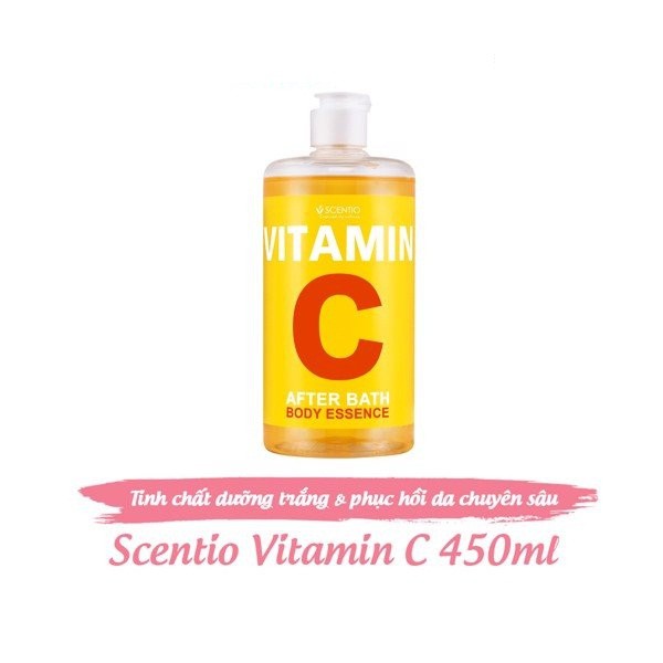 Tinh chất serum dưỡng thể Vitamin C dưỡng trắng và phục hồi da chuyên sâu sau khi tắm Scentio 450ml