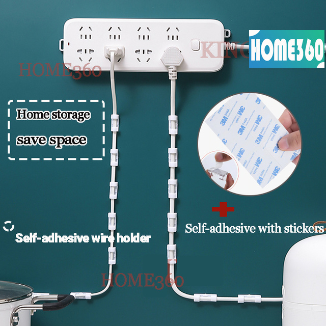 20 kẹp cáp tự dính trong suốt sắp xếp dây cáp tiện lợi