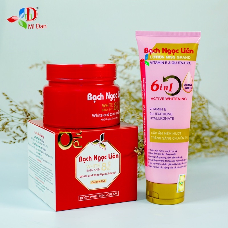 01 Hộp kem dưỡng trắng da bạch ngọc liên đỏ white baby skin 150g tặng kèm 1 chai lotion