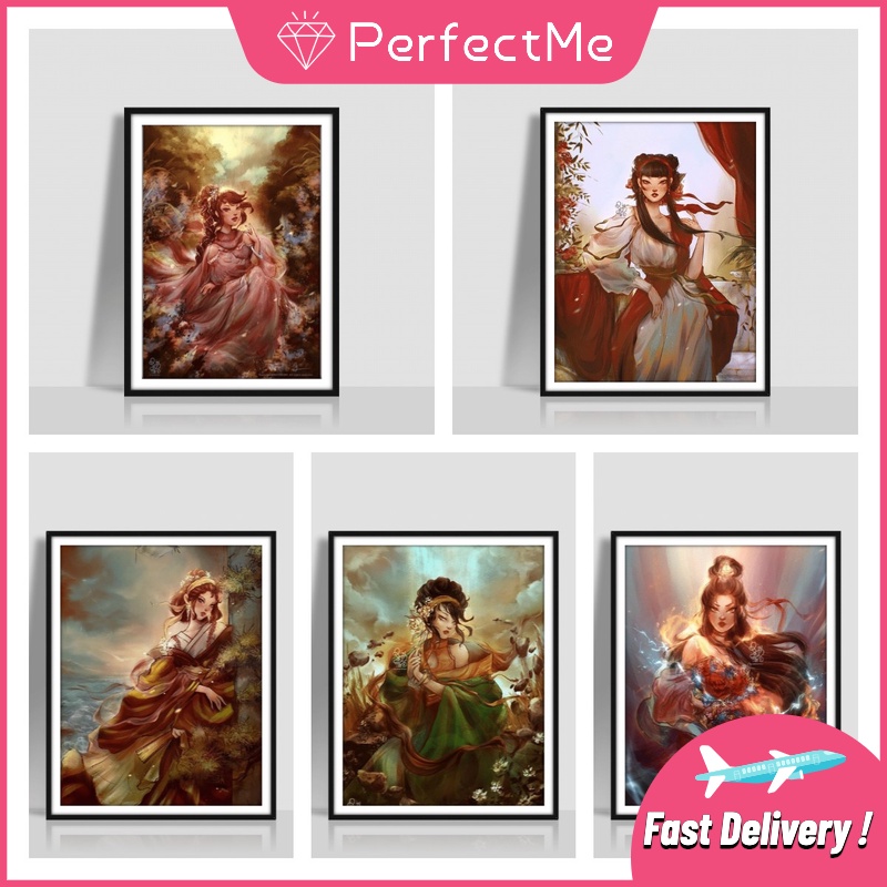 Bộ tranh đính đá 5D họa tiết hoạt hình cô gái độc đáo kích thước 30x40cm DIY dùng trang trí nhà cửa